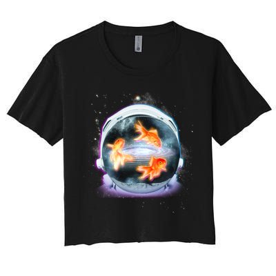 Space Astronaut Helmet Goldfish Crop Top