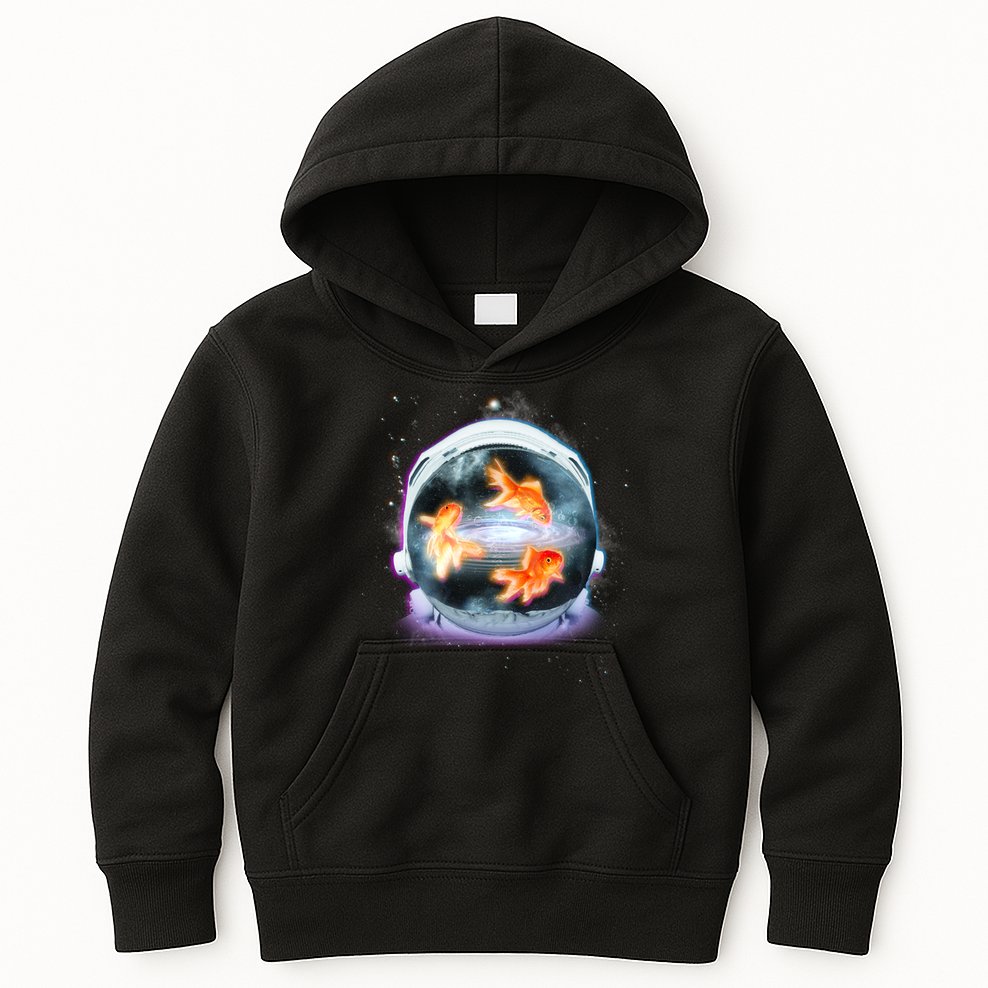 Space Astronaut Helmet Goldfish Kids Hoodie
