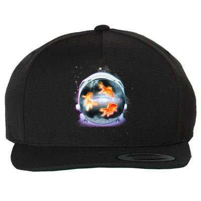 Space Astronaut Helmet Goldfish Wool Snapback Cap