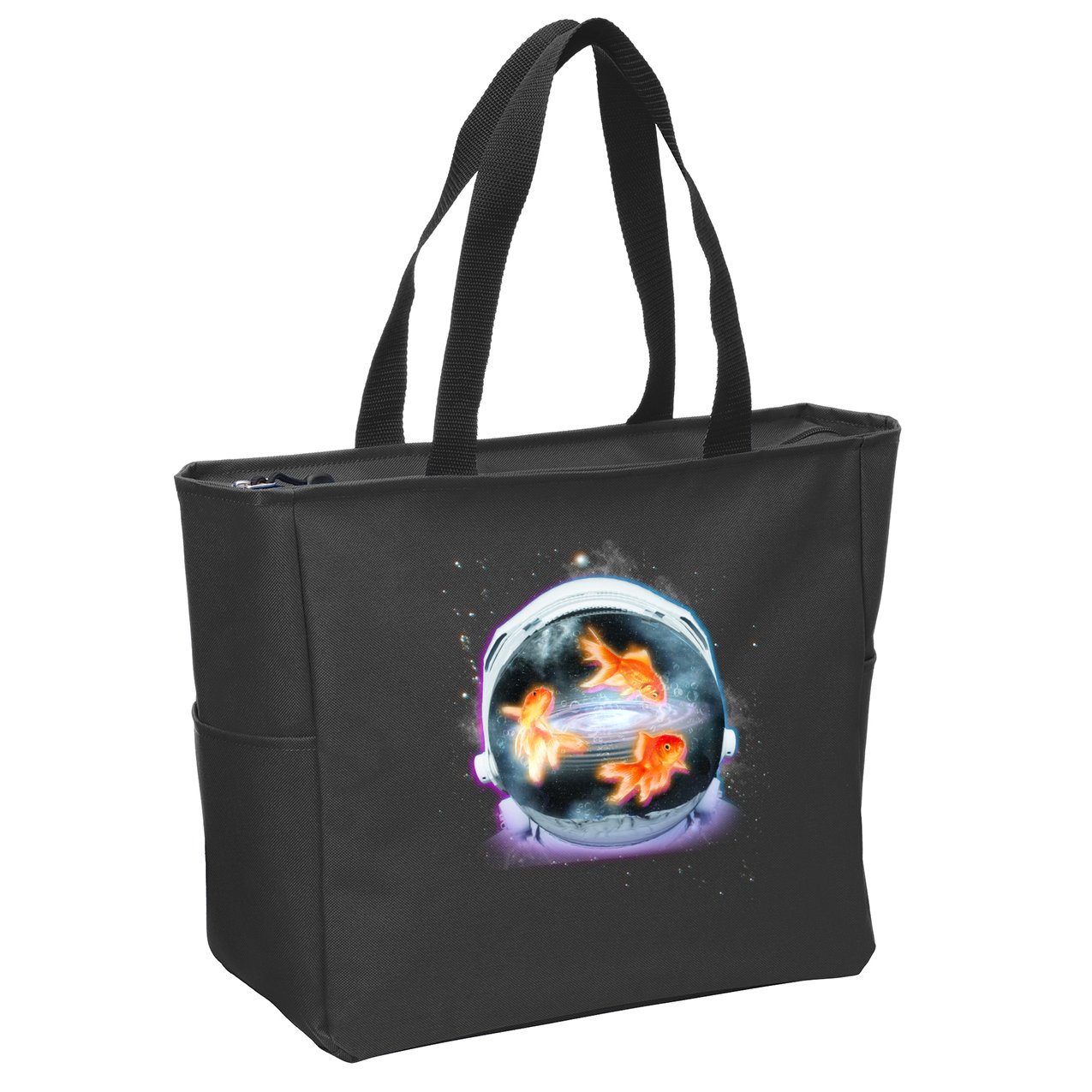 Space Astronaut Helmet Goldfish Zip Tote Bag