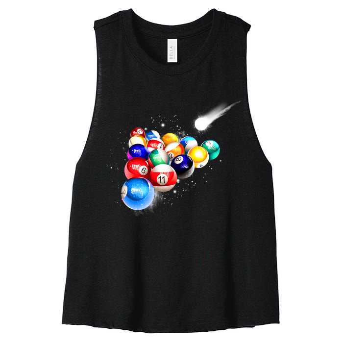 Space Billiards Women's Racerback Cropped Tank