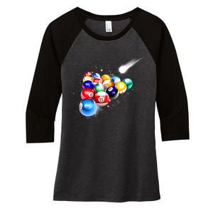 Space Billiards Women's Tri-Blend 3/4-Sleeve Raglan Shirt