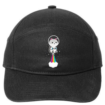 Space Cat Blasting Off 7-Panel Snapback Hat