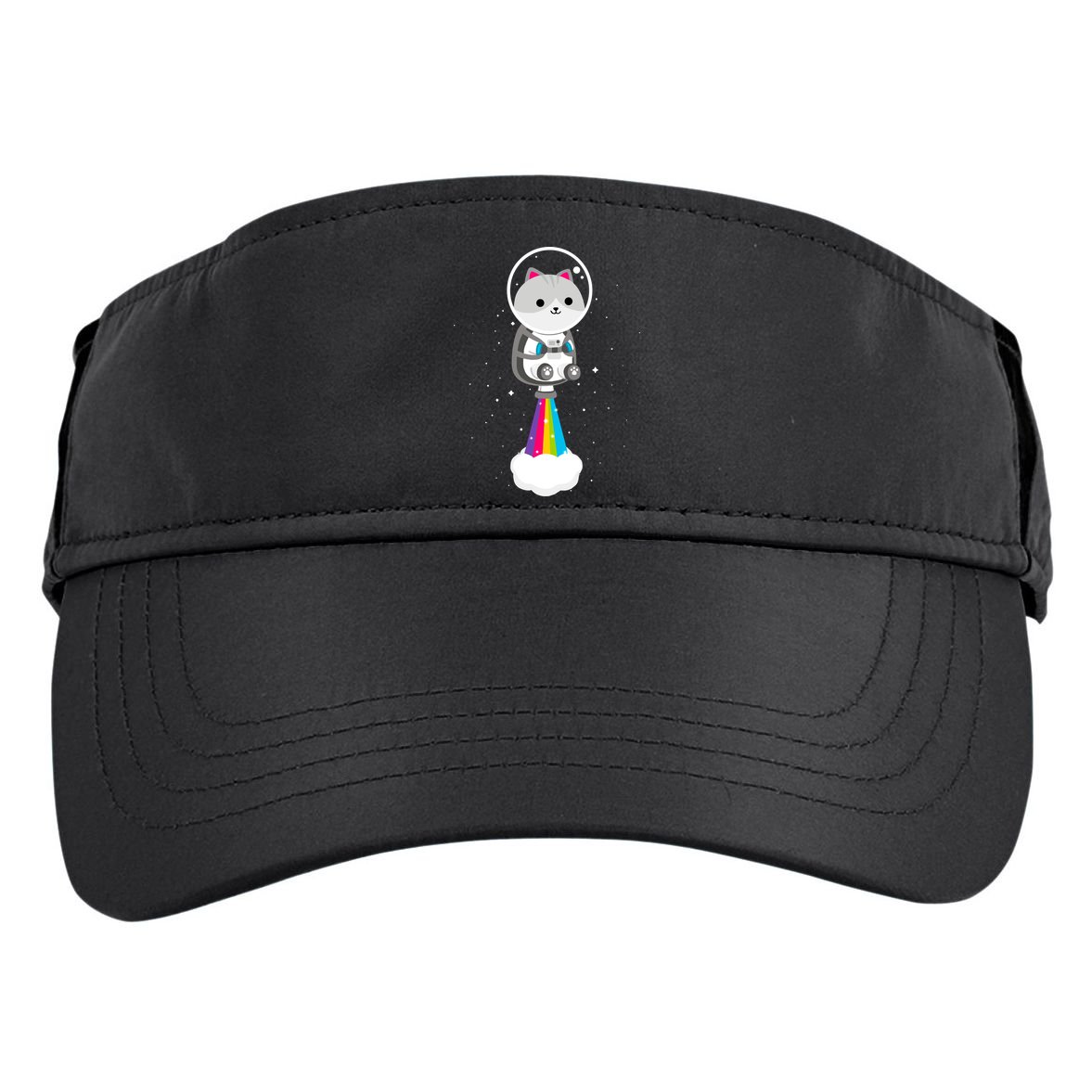 Space Cat Blasting Off Adult Drive Performance Visor