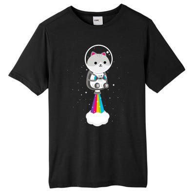 Space Cat Blasting Off Tall Fusion ChromaSoft Performance T-Shirt