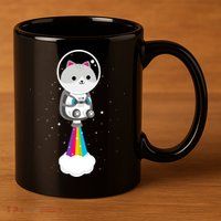 Space Cat Blasting Off 11oz C Handle Ceramic Mug