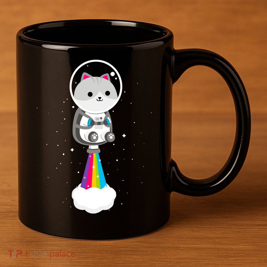 Space Cat Blasting Off 11oz C Handle Ceramic Mug