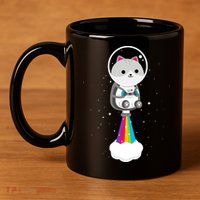 Space Cat Blasting Off 11oz C Handle Ceramic Mug