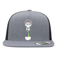 Space Cat Blasting Off Flat Bill Trucker Hat