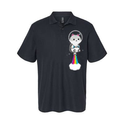 Space Cat Blasting Off Softstyle Adult Sport Polo