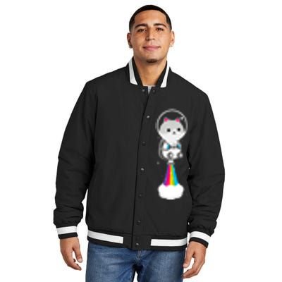 Space Cat Blasting Off Insulated Varsity Jacket