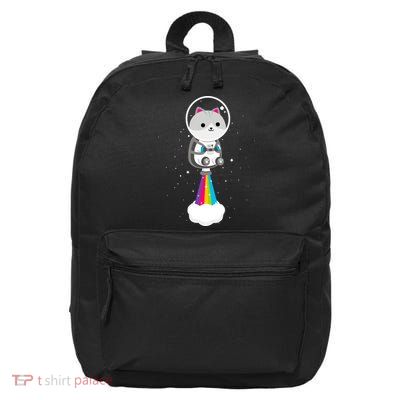 Space Cat Blasting Off 16 in Basic Backpack
