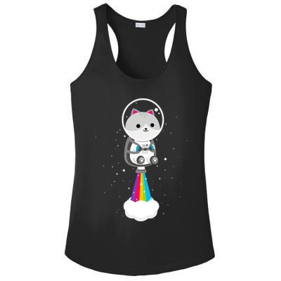 Space Cat Blasting Off Ladies PosiCharge Competitor Racerback Tank