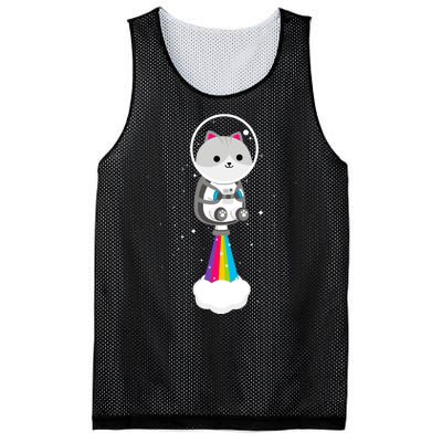 Space Cat Blasting Off Mesh Reversible Basketball Jersey Tank