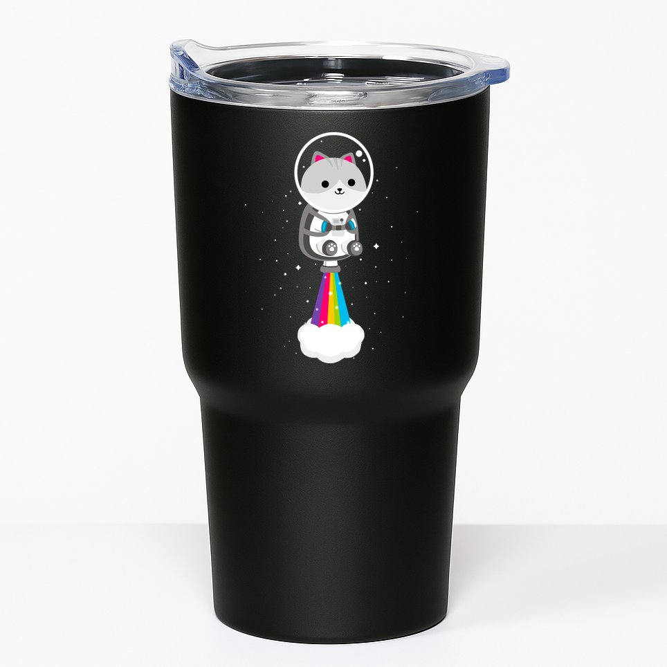 Space Cat Blasting Off Tumbler