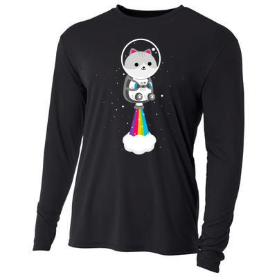 Space Cat Blasting Off Cooling Performance Long Sleeve Crew