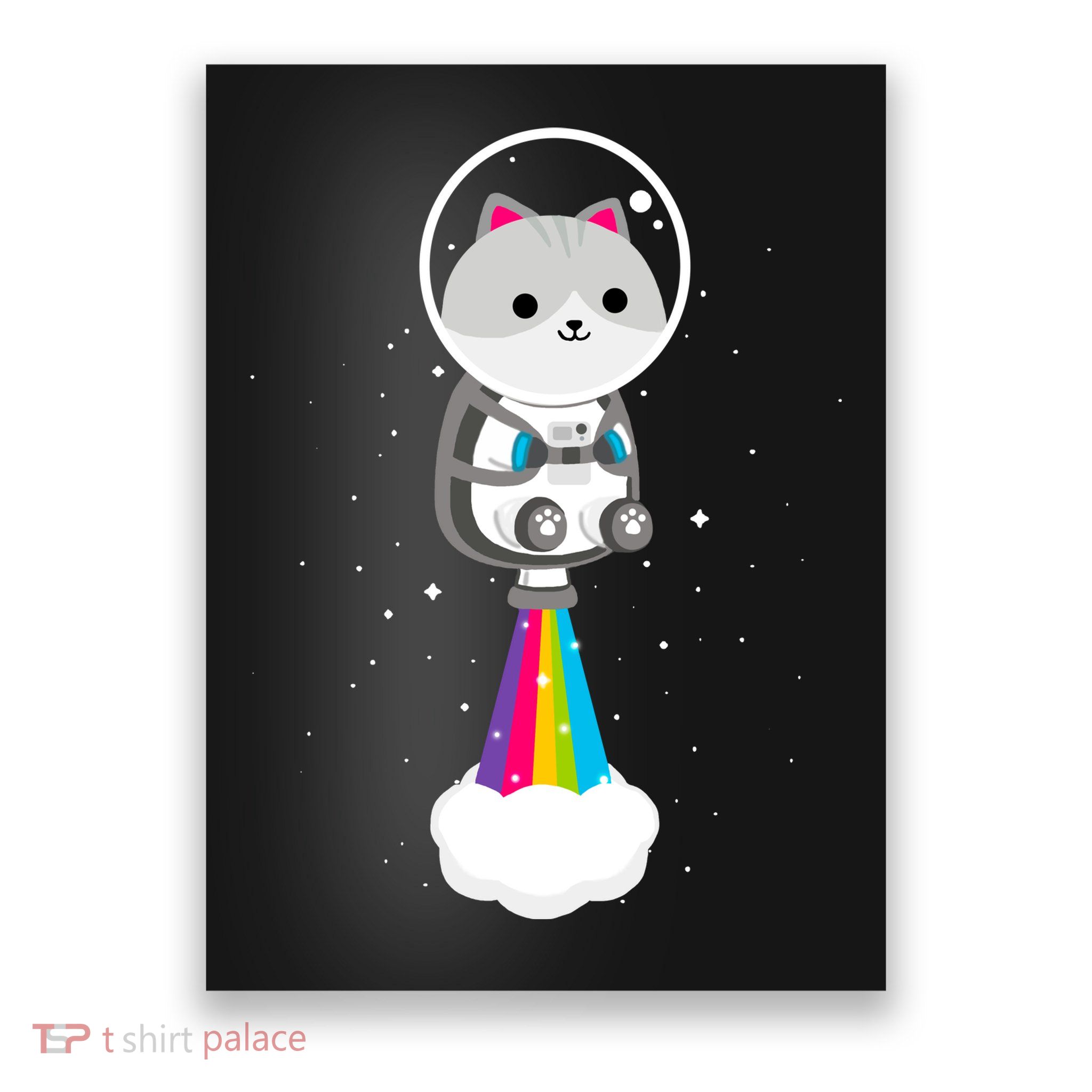 Space Cat Blasting Off Poster