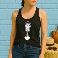Space Cat Blasting Off Womens Tank Top