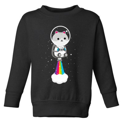 Space Cat Blasting Off Toddler Sweatshirt