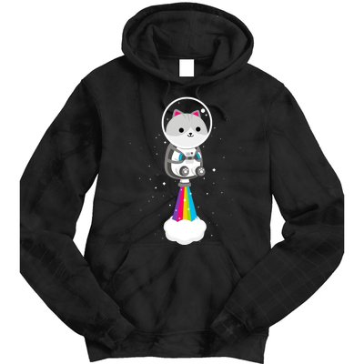 Space Cat Blasting Off Tie Dye Hoodie