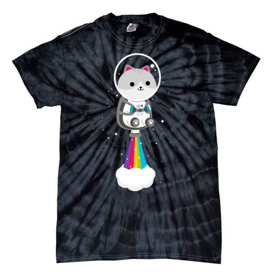 Space Cat Blasting Off Tie-Dye T-Shirt