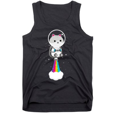 Space Cat Blasting Off Tank Top