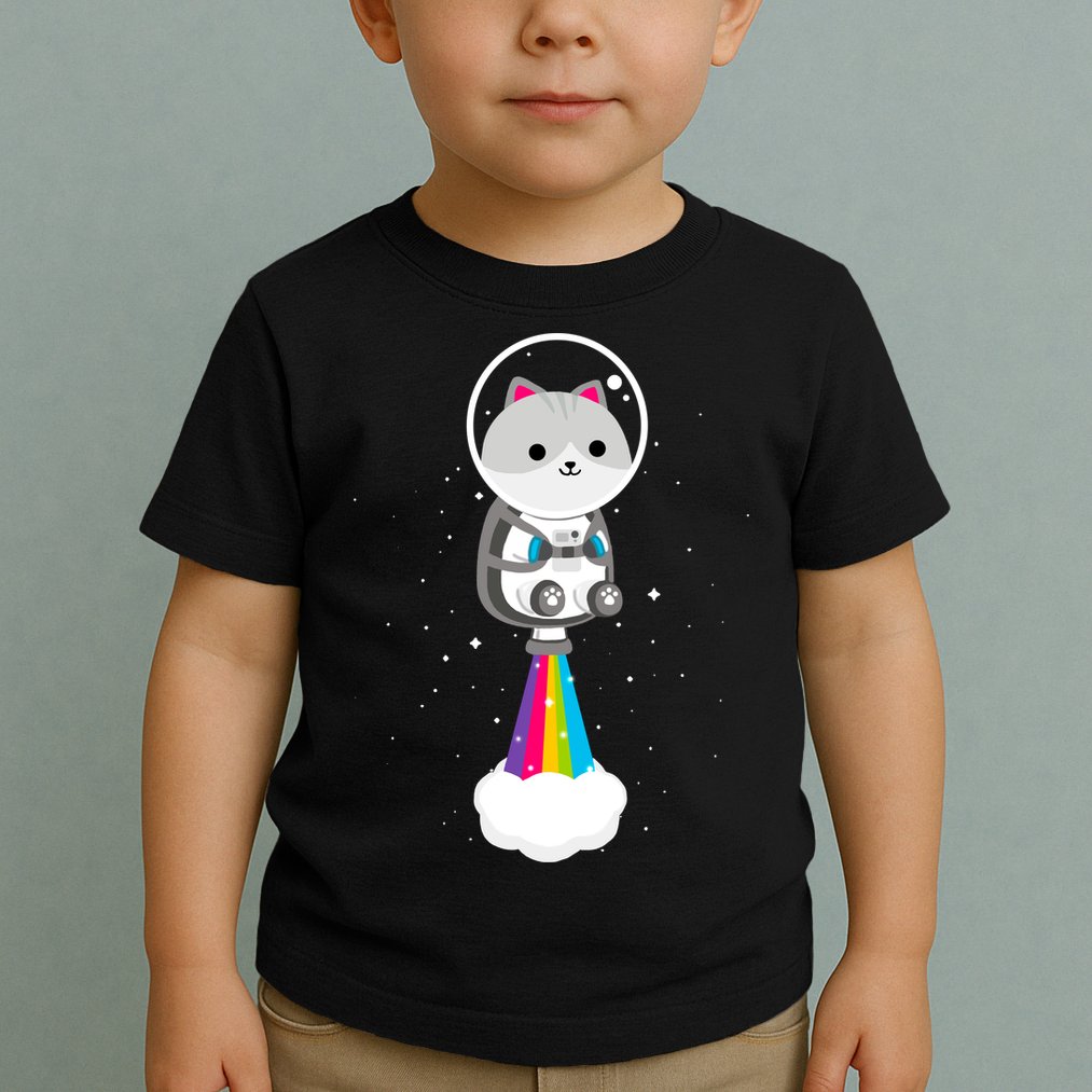 Space Cat Blasting Off Toddler T-Shirt