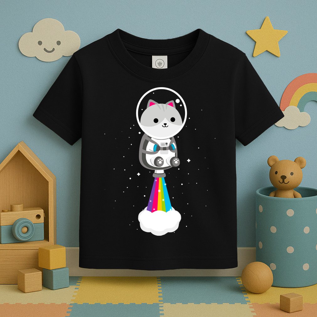 Space Cat Blasting Off Toddler T-Shirt