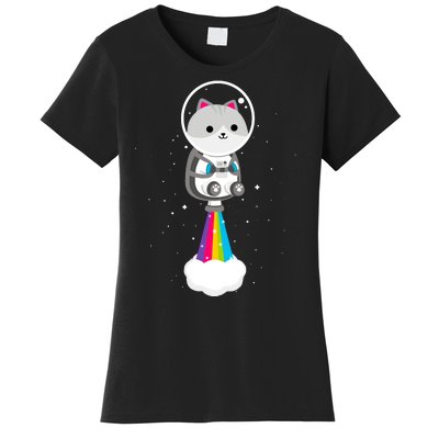 Space Cat Blasting Off Women's T-Shirt