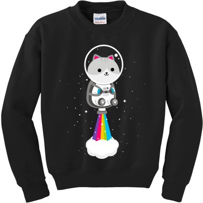 Space Cat Blasting Off Kids Sweatshirt