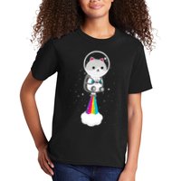Space Cat Blasting Off Kids T-Shirt
