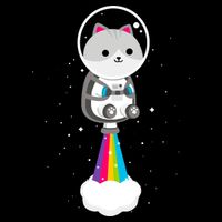 Space Cat Blasting Off Kids T-Shirt