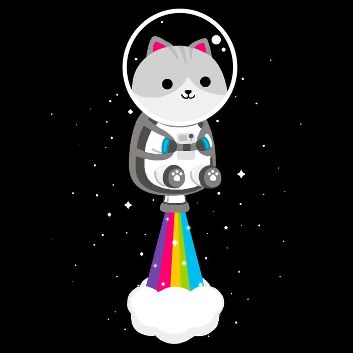Space Cat Blasting Off Kids T-Shirt