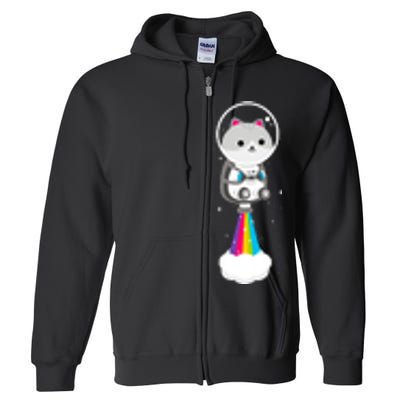 Space Cat Blasting Off Full Zip Hoodie