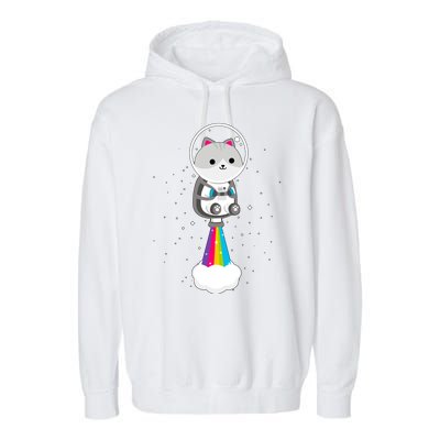 Space Cat Blasting Off Garment-Dyed Fleece Hoodie