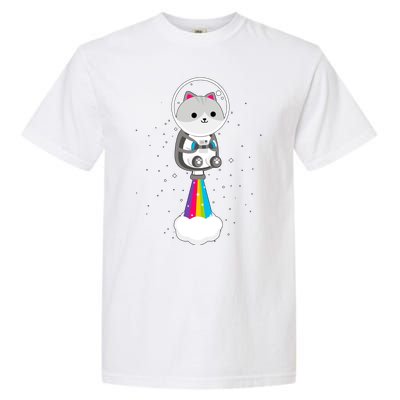 Space Cat Blasting Off Garment-Dyed Heavyweight T-Shirt