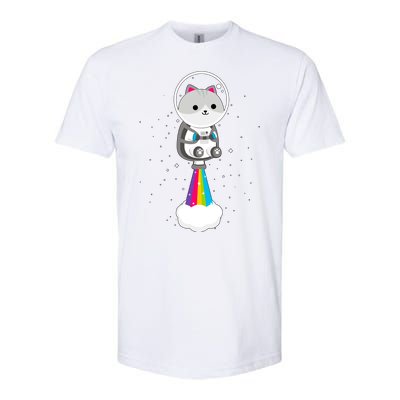 Space Cat Blasting Off Softstyle® CVC T-Shirt