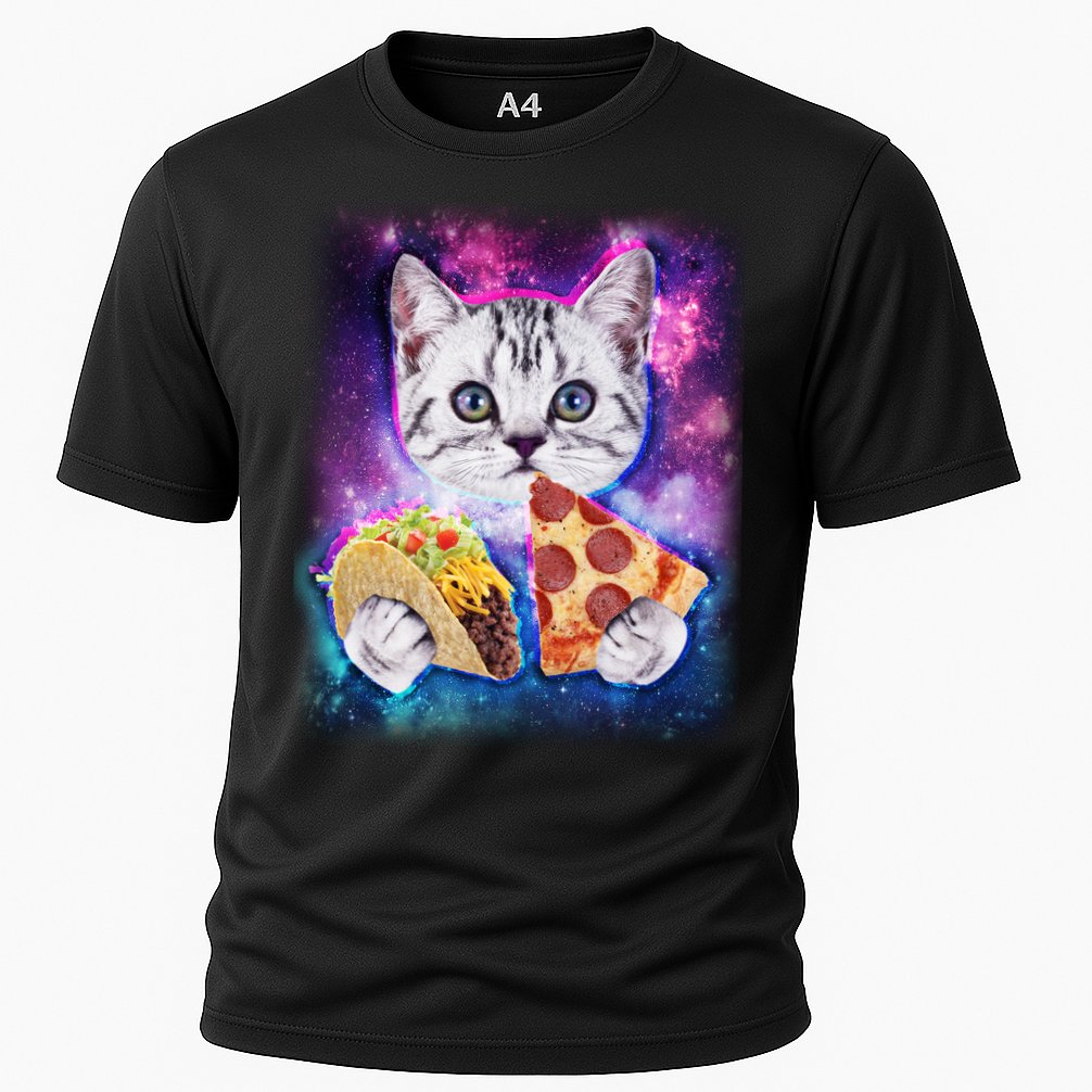 Space Cat Pizza And Tacos Performance Shirt