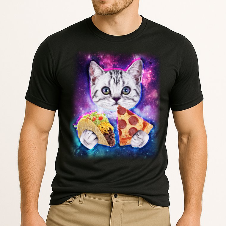 Space Cat Pizza And Tacos Performance Shirt