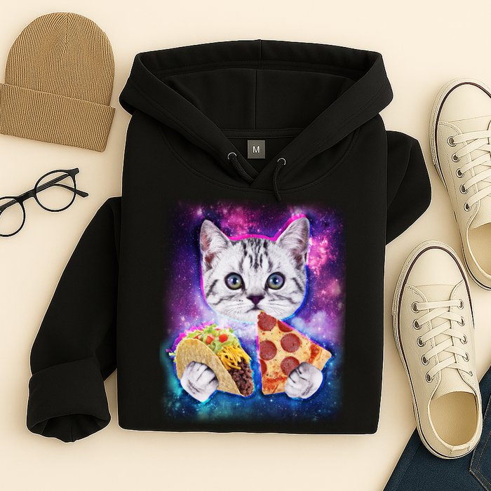 Space Cat Pizza And Tacos Hoodie