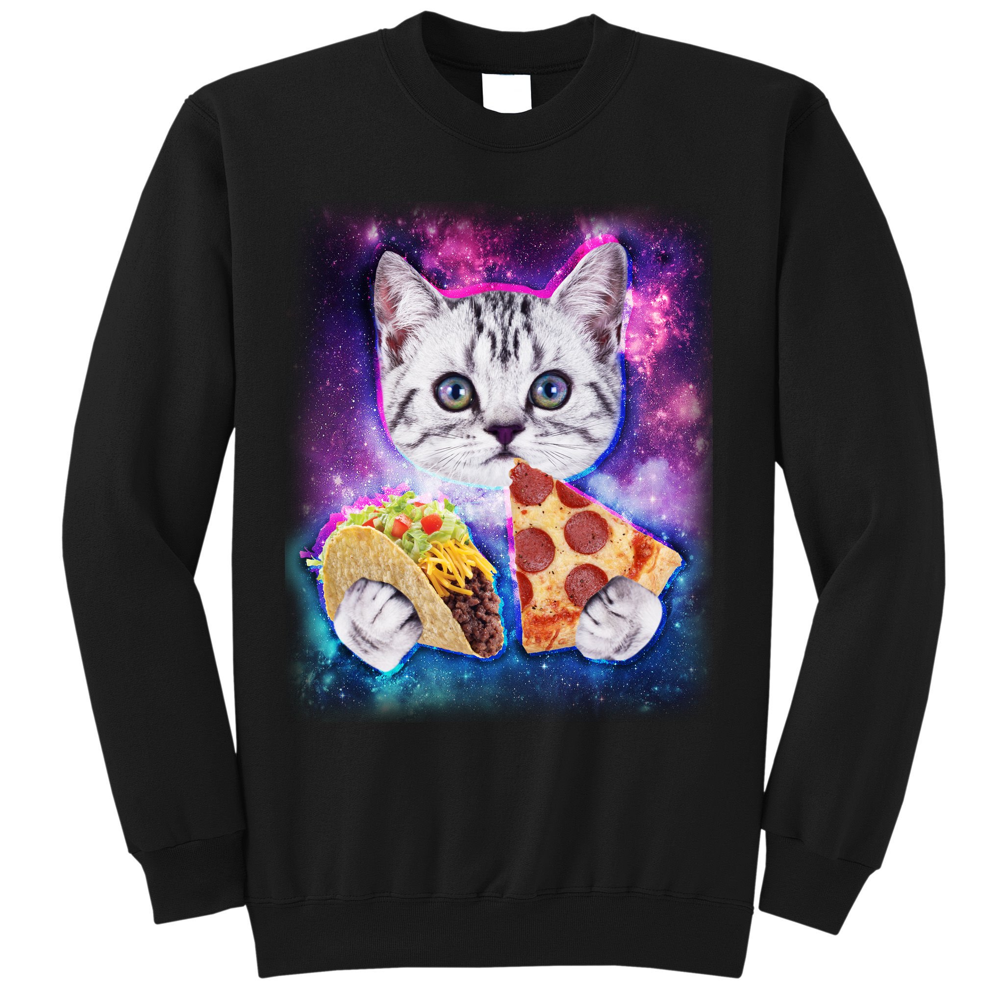 Space Cat Pizza And Tacos Sweatshirt