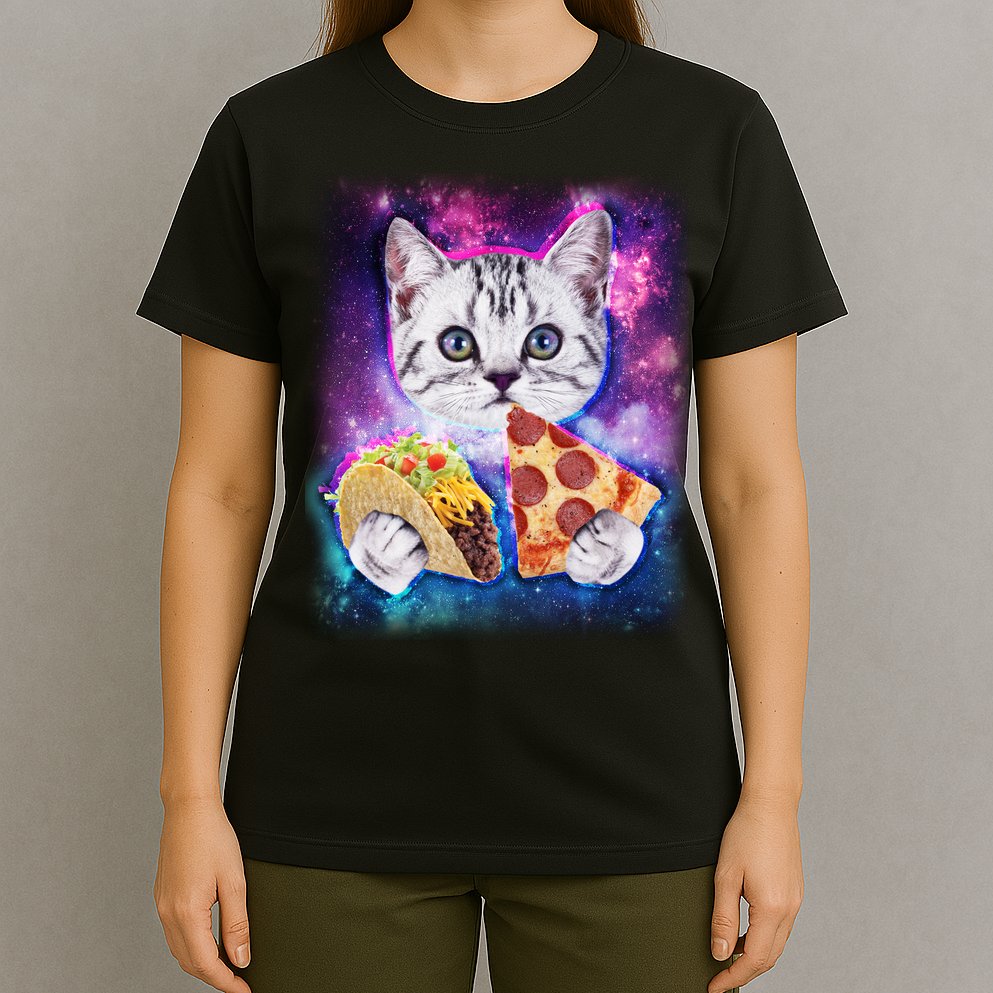 Space Cat Pizza And Tacos T-Shirt