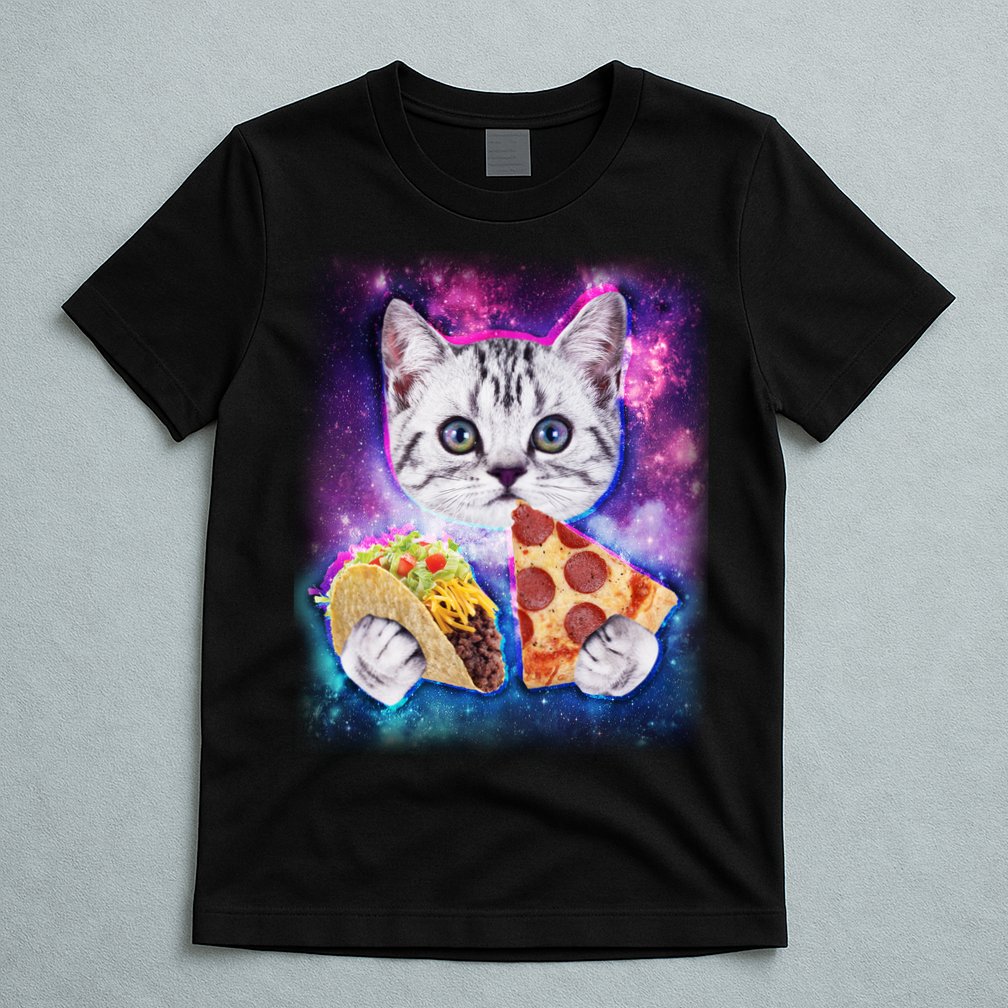 Space Cat Pizza And Tacos T-Shirt