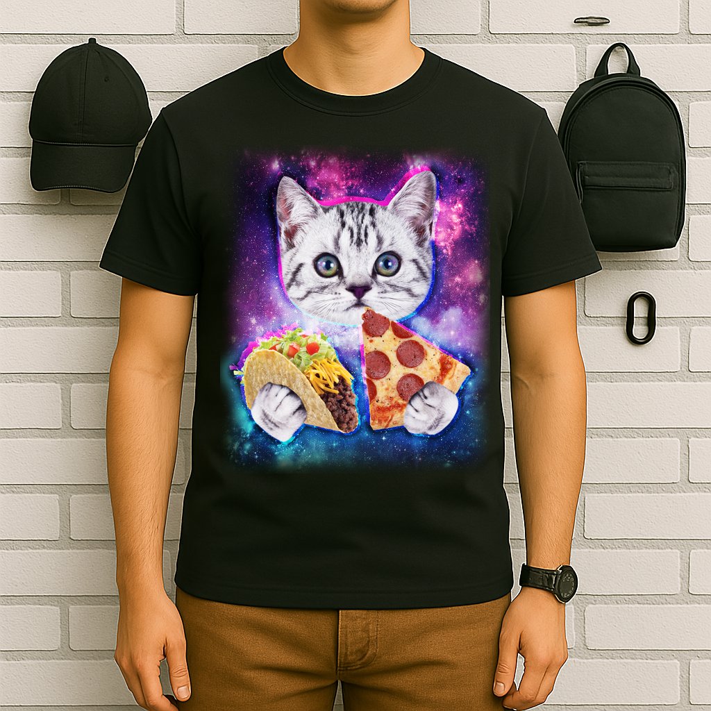 Space Cat Pizza And Tacos T-Shirt