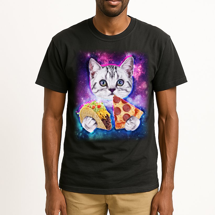 Space Cat Pizza And Tacos Tall T-Shirt