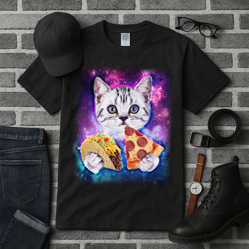 Space Cat Pizza And Tacos Tall T-Shirt