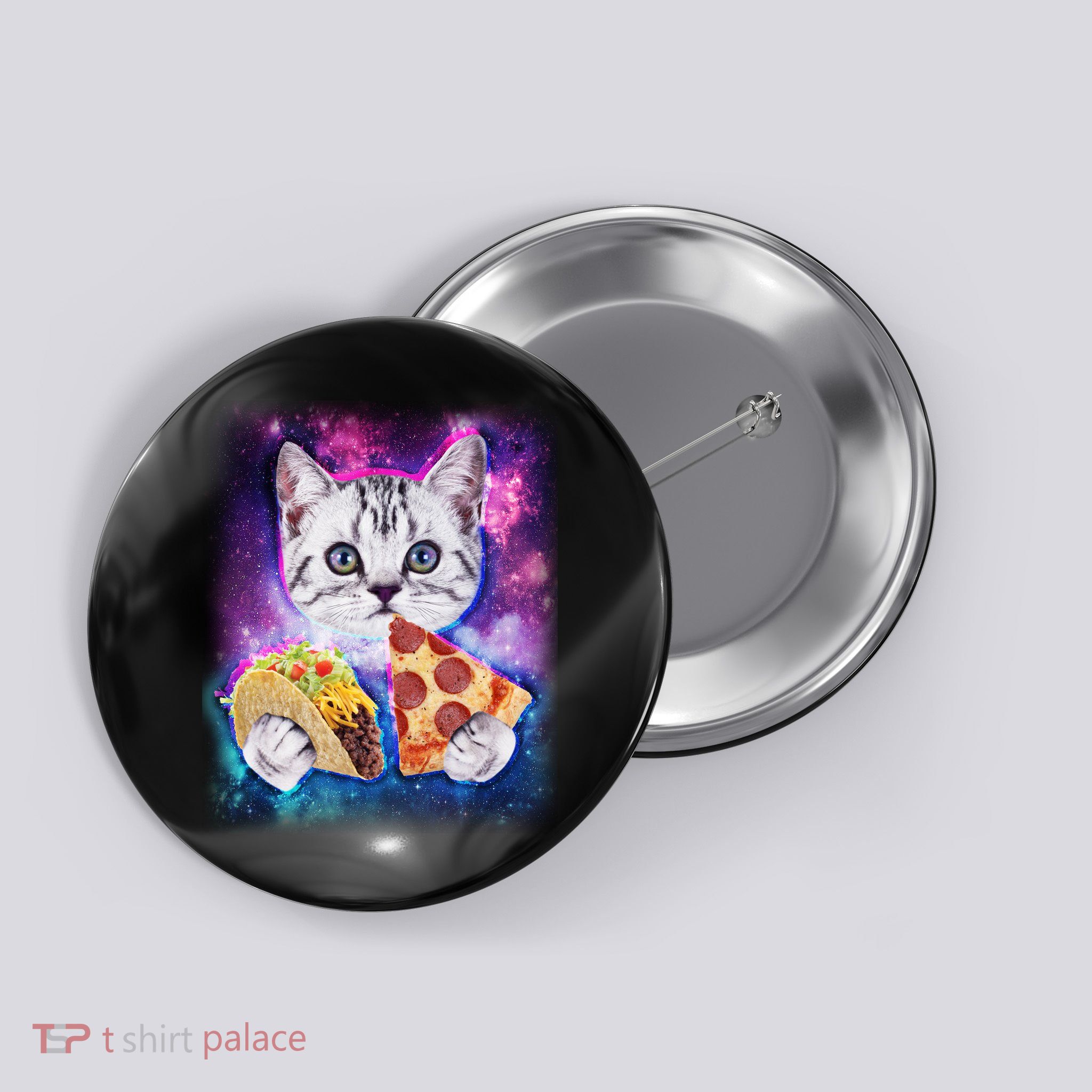 Space Cat Pizza And Tacos Button