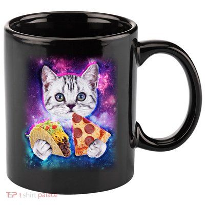 Space Cat Pizza And Tacos 11oz C Handle Ceramic Mug
