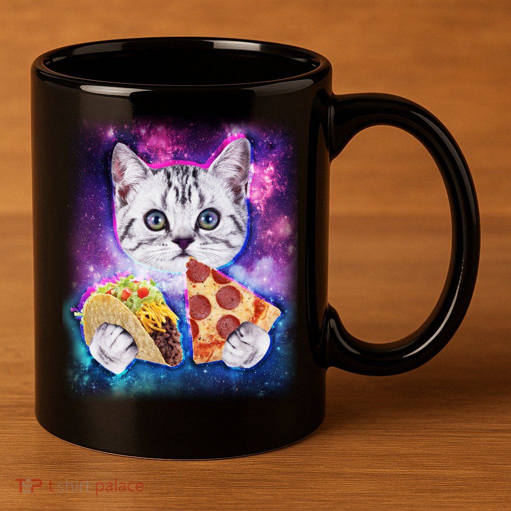 Space Cat Pizza And Tacos 11oz C Handle Ceramic Mug
