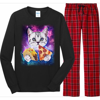 Space Cat Pizza And Tacos Long Sleeve Pajama Set